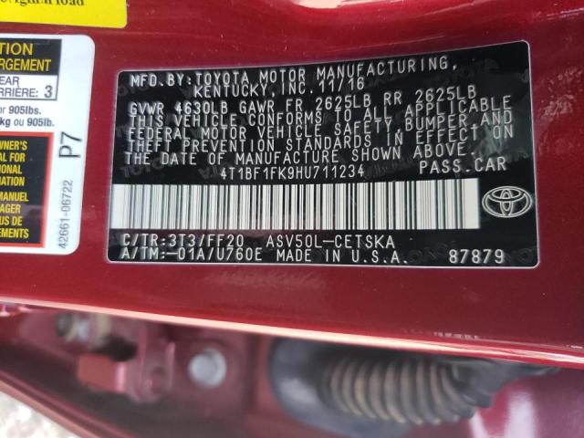 Photo 10 from auction – 2017 TOYOTA CAMRY LE with VIN 4T1BF1FK9HU711234