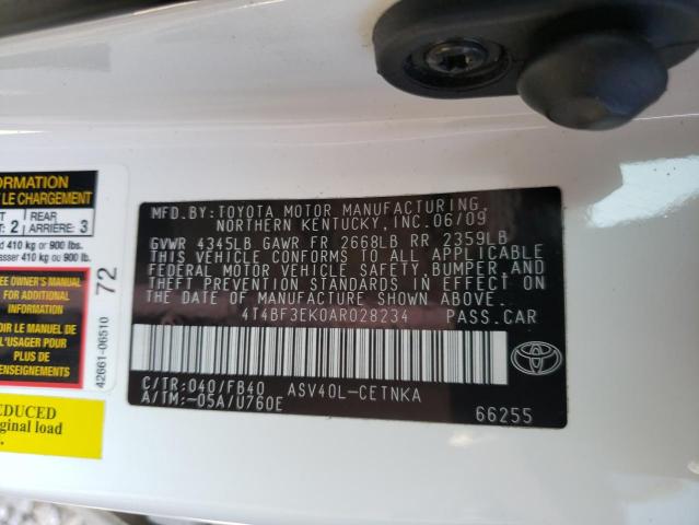 Photo 10 from auction – 2010 TOYOTA CAMRY BASE with VIN 4T4BF3EK0AR028234