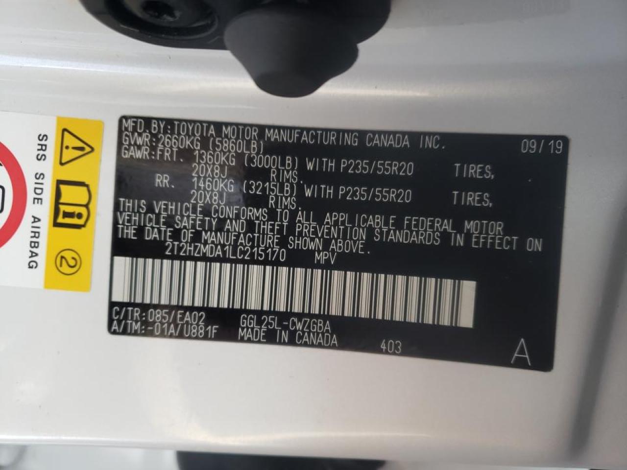 Photo 10 from auction – 2020 LEXUS RX 350 with VIN 2T2HZMDA1LC215170