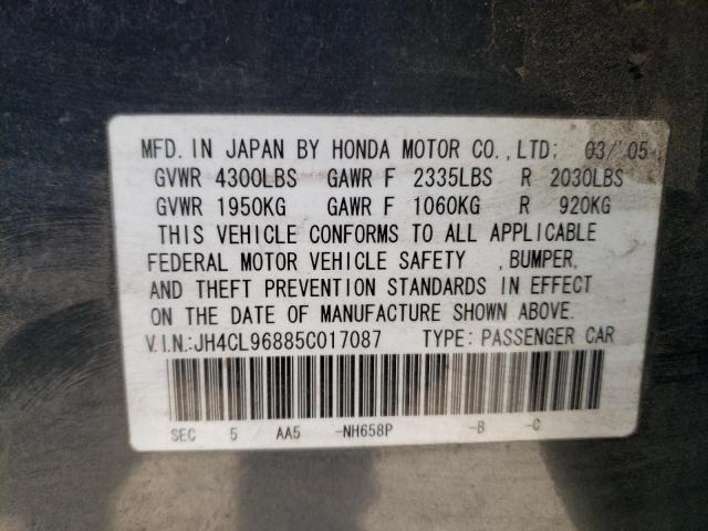 Photo 10 from auction – 2005 ACURA TSX with VIN JH4CL96885C017087
