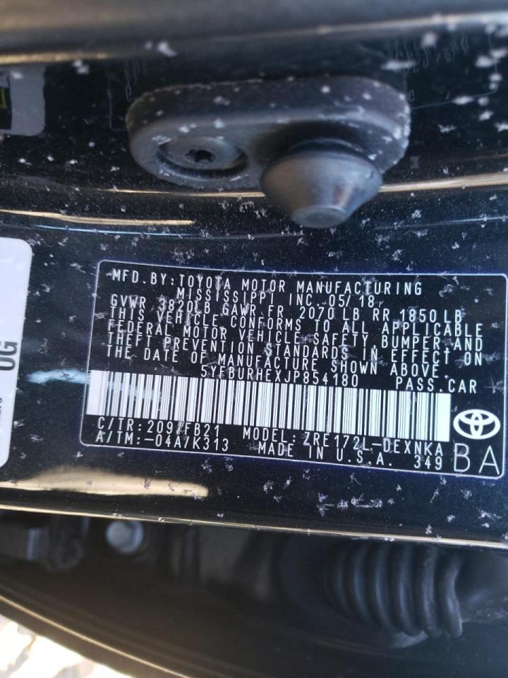 Photo 10 from auction – 2018 TOYOTA COROLLA L with VIN 5YFBURHEXJP854180