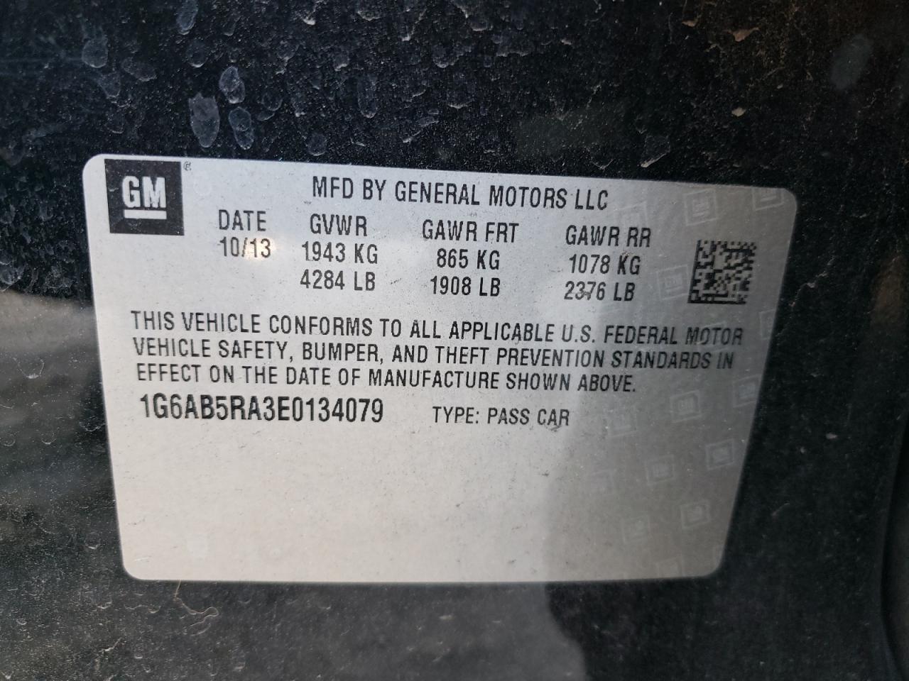 Photo 10 from auction – 2014 CADILLAC ATS LUXURY with VIN 1G6AB5RA3E0134079