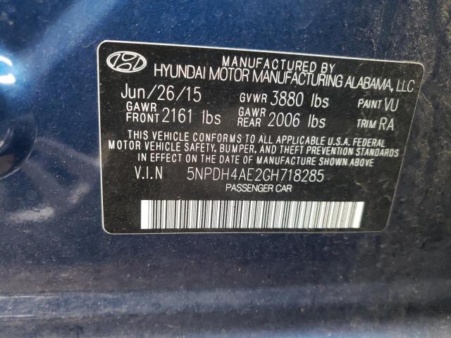 Photo 10 from auction – 2016 HYUNDAI ELANTRA SE with VIN 5NPDH4AE2GH718285