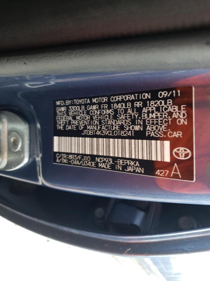 Photo 10 from auction – 2012 TOYOTA YARIS with VIN JTDBT4K39CL018241