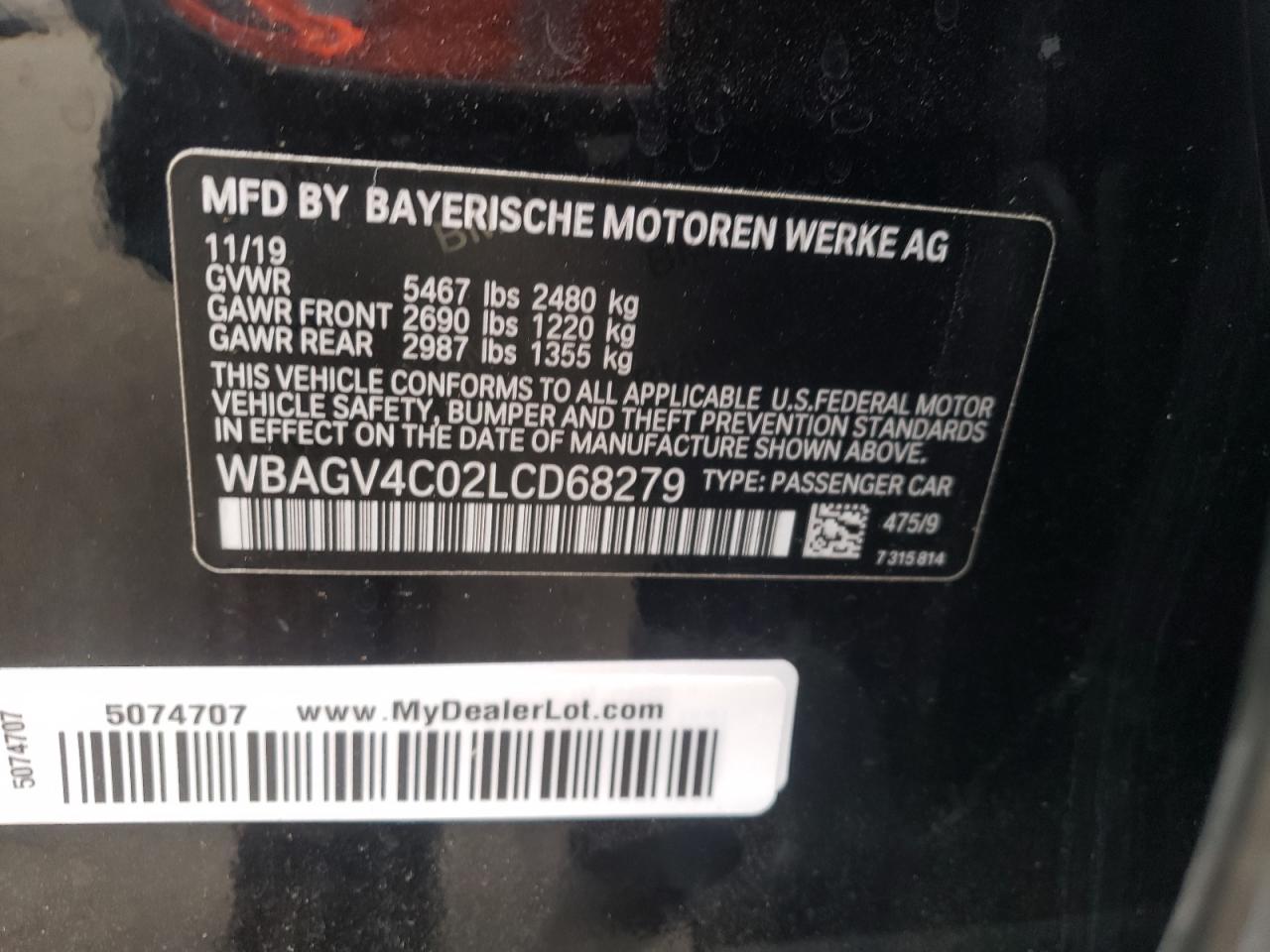 Photo 10 from auction – 2020 BMW 840XI with VIN WBAGV4C02LCD68279