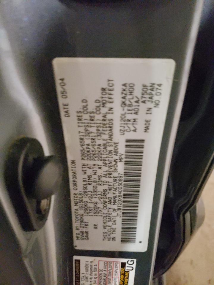 Photo 10 from auction – 2004 LEXUS GX 470 with VIN JTJBT20X840050897