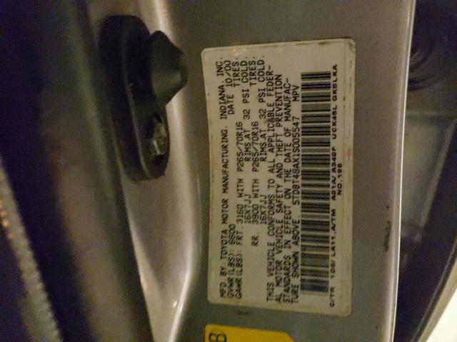 Photo 10 from auction – 2001 TOYOTA SEQUOIA LI with VIN 5TDBT48AX1S005547