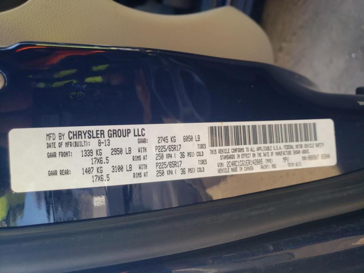 Photo 10 from auction – 2014 CHRYSLER TOWN & COU with VIN 2C4RC1CG1ER142805