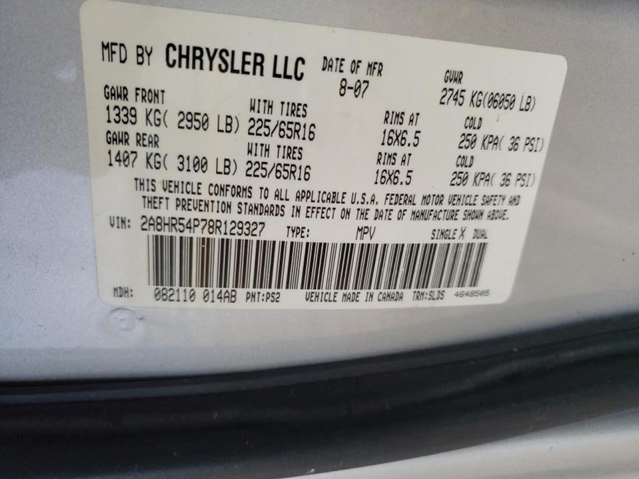 Photo 10 from auction – 2008 CHRYSLER TOWN & COU with VIN 2A8HR54P78R129327