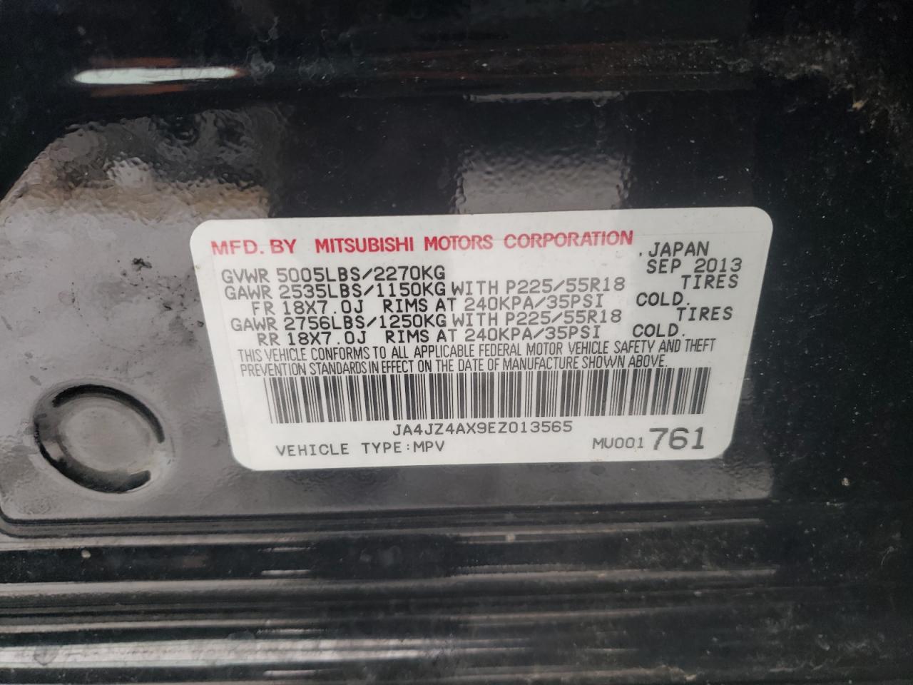 Photo 10 from auction – 2014 MITSUBISHI OUTLANDER with VIN JA4JZ4AX9EZ013565