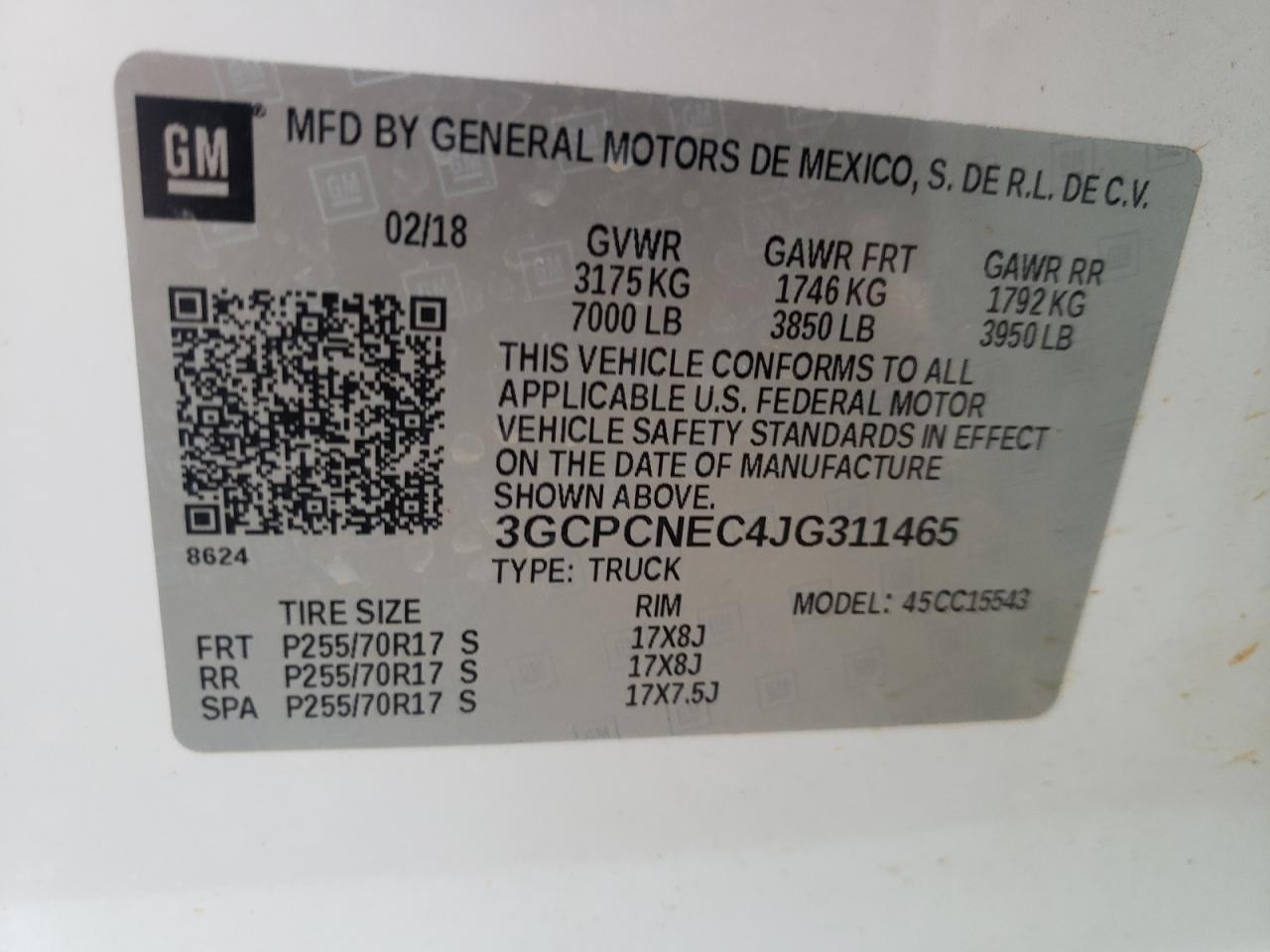 Photo 10 from auction – 2018 CHEVROLET SILVERADO with VIN 3GCPCNEC4JG311465