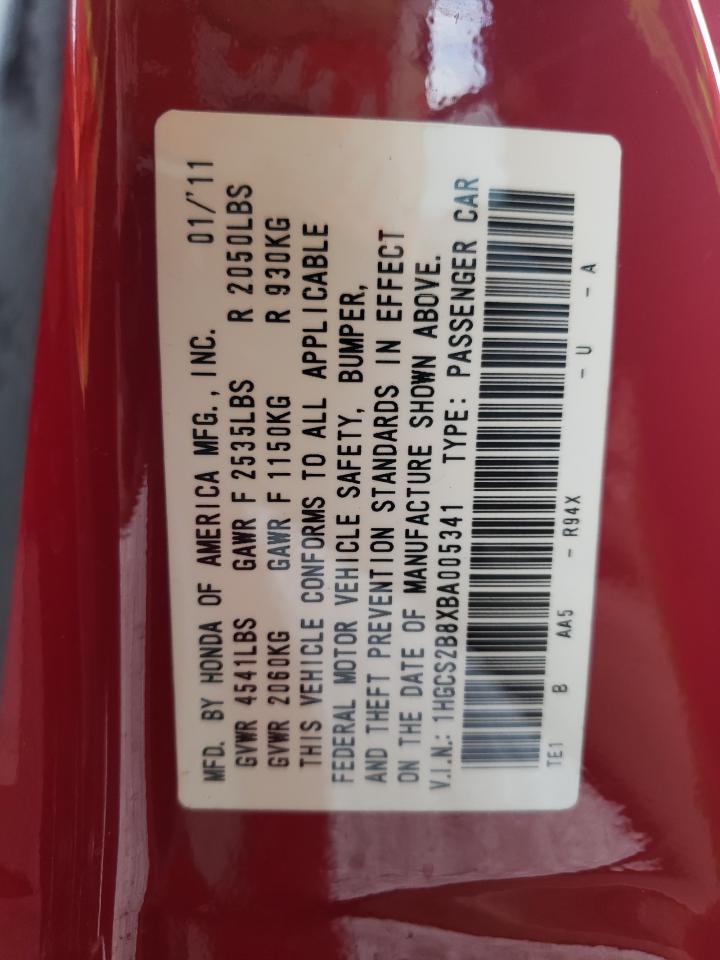 Photo 10 from auction – 2011 HONDA ACCORD with VIN 1HGCS2B8XBA005341