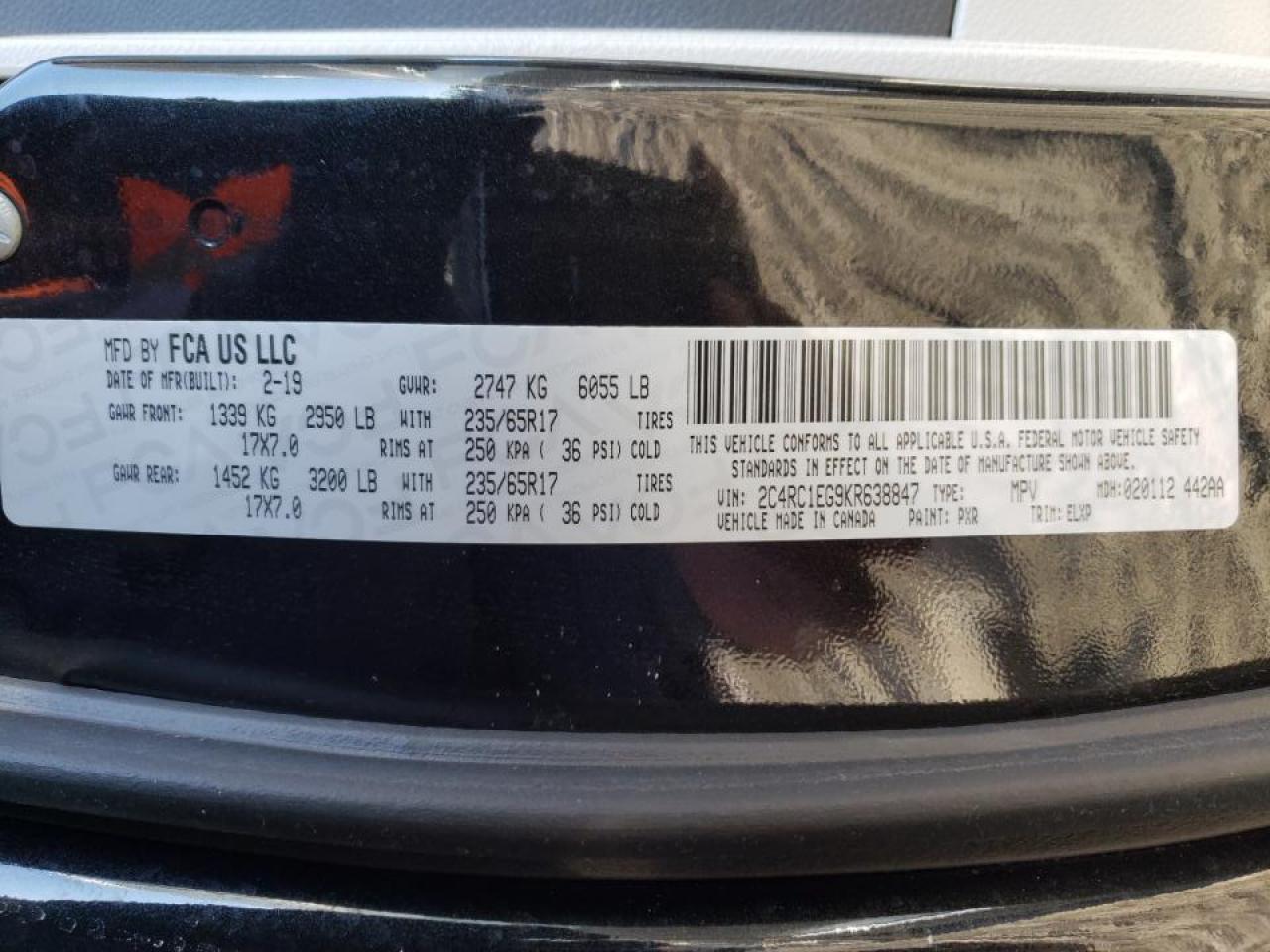Photo 10 from auction – 2019 CHRYSLER PACIFICA T with VIN 2C4RC1EG9KR638847