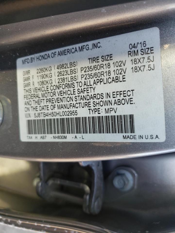 Photo 10 from auction – 2017 ACURA RDX TECHNO with VIN 5J8TB4H50HL002955