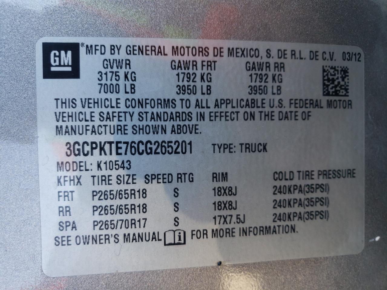 Photo 10 from auction – 2012 CHEVROLET SILVERADO with VIN 3GCPKTE76CG265201