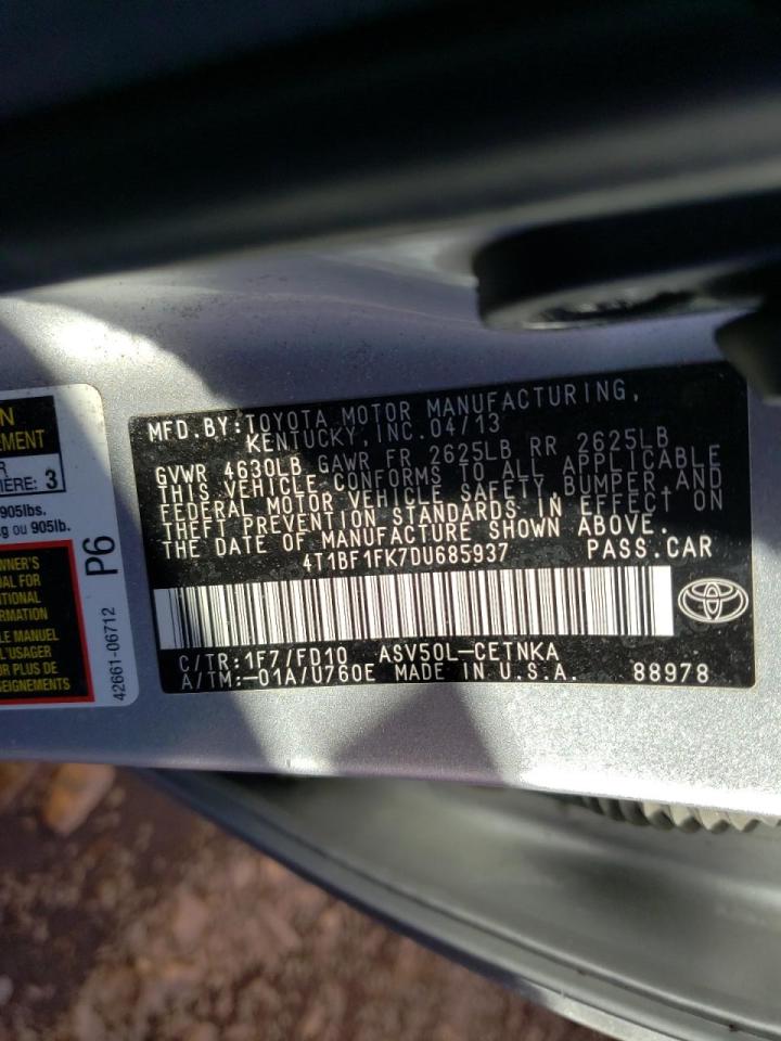 Photo 10 from auction – 2013 TOYOTA CAMRY L with VIN 4T1BF1FK7DU685937