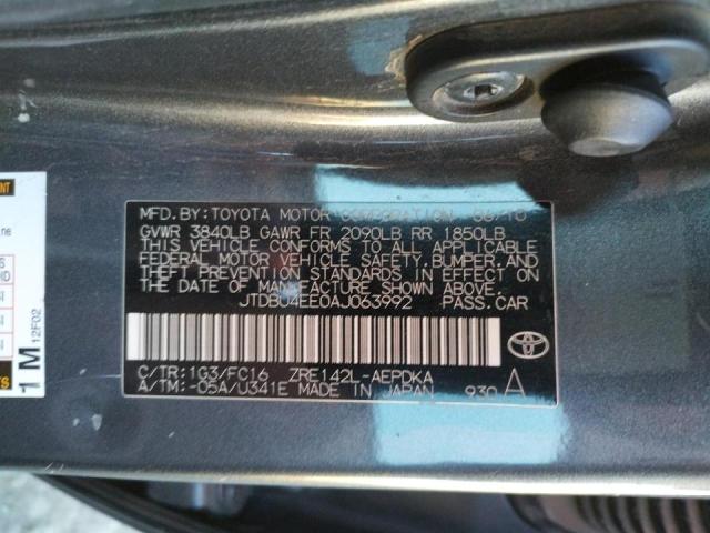 Photo 10 from auction – 2010 TOYOTA COROLLA BA with VIN JTDBU4EE0AJ063992
