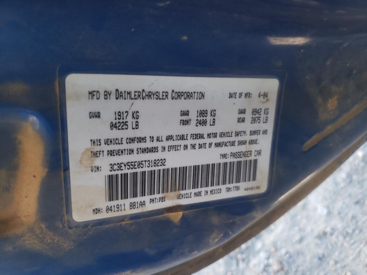Photo 10 from auction – 2005 CHEVROLET PT CRUISER with VIN 3C3EY55E05T318232