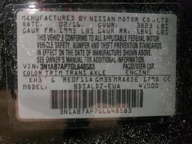Photo 10 from auction – 2016 NISSAN SENTRA S with VIN 3N1AB7AP7GL648583