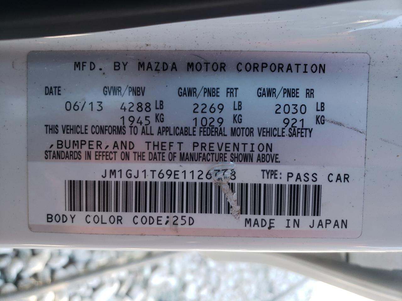 Photo 10 from auction – 2014 MAZDA 6 TOURING with VIN JM1GJ1T69E1126778