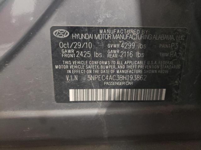 Photo 10 from auction – 2011 HYUNDAI SONATA SE with VIN 5NPEC4AC3BH193862
