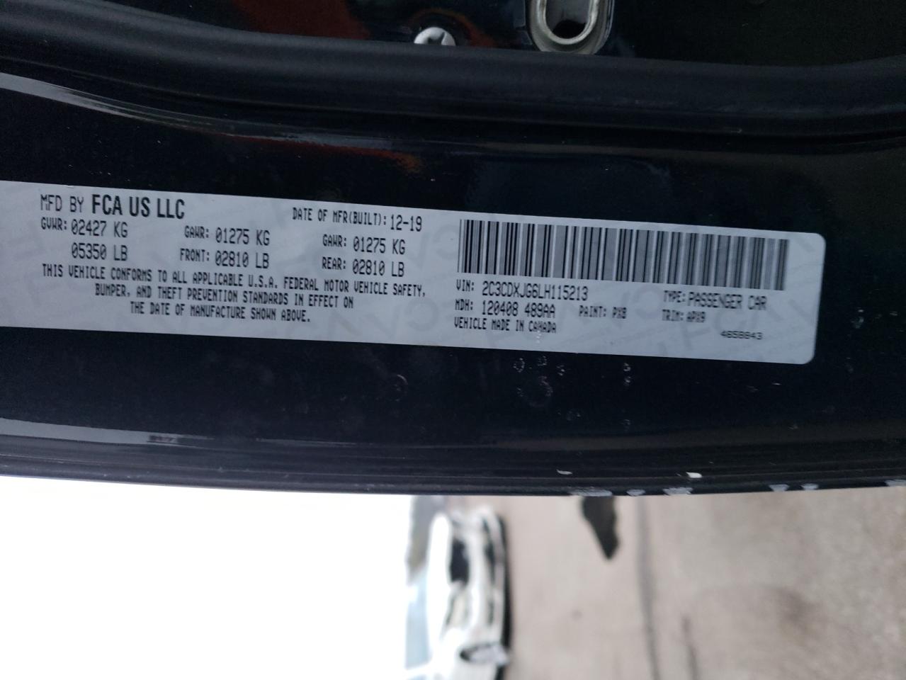 Photo 10 from auction – 2020 DODGE CHARGER SX with VIN 2C3CDXJG6LH115213