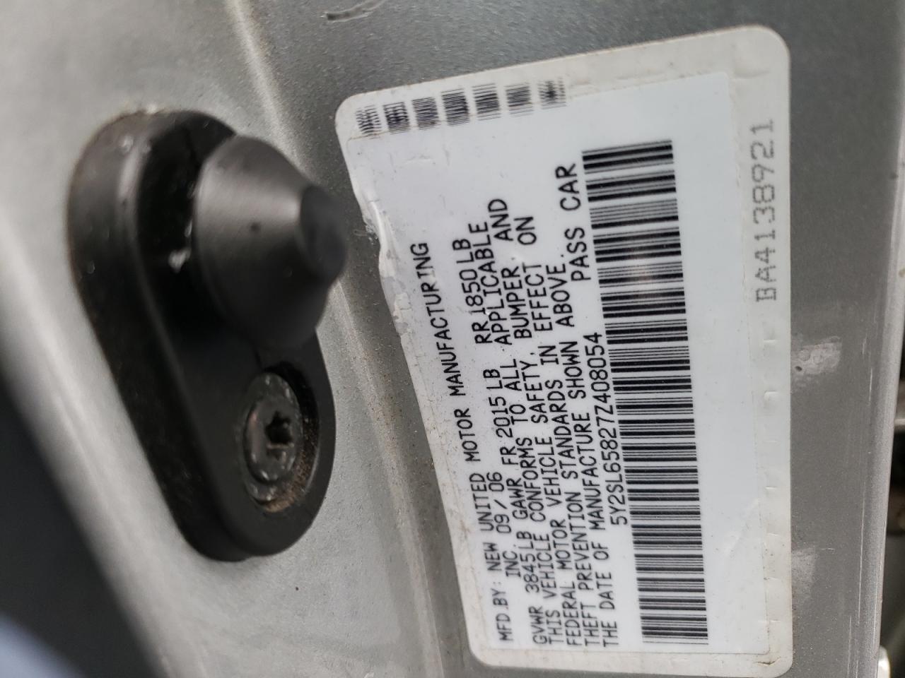 Photo 10 from auction – 2007 PONTIAC VIBE with VIN 5Y2SL65827Z408054