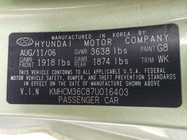 Photo 10 from auction – 2007 HYUNDAI ACCENT GS with VIN KMHCM36C87U016403
