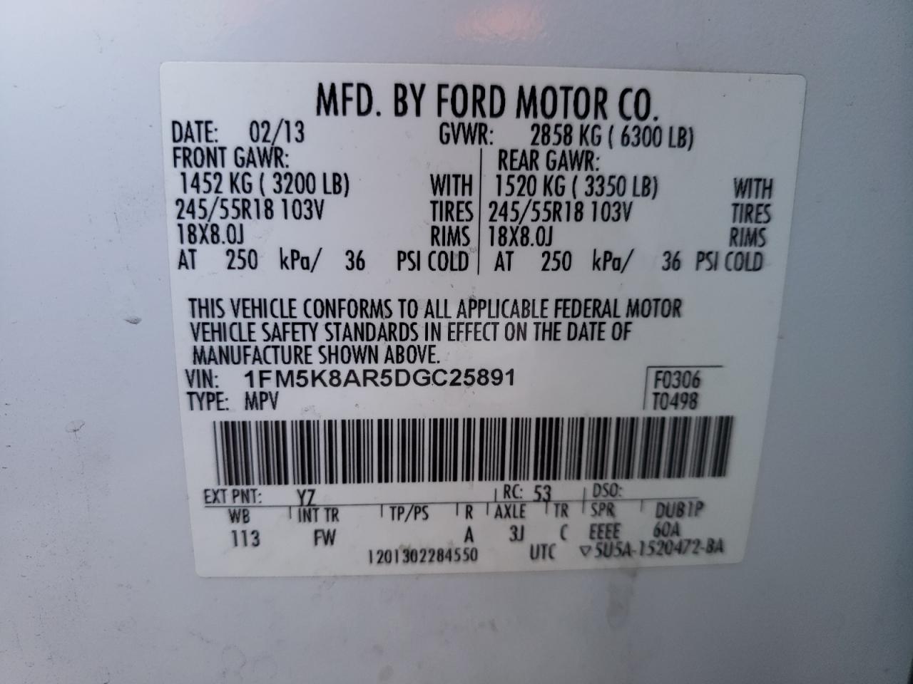 Photo 10 from auction – 2013 FORD EXPLORER P with VIN 1FM5K8AR5DGC25891