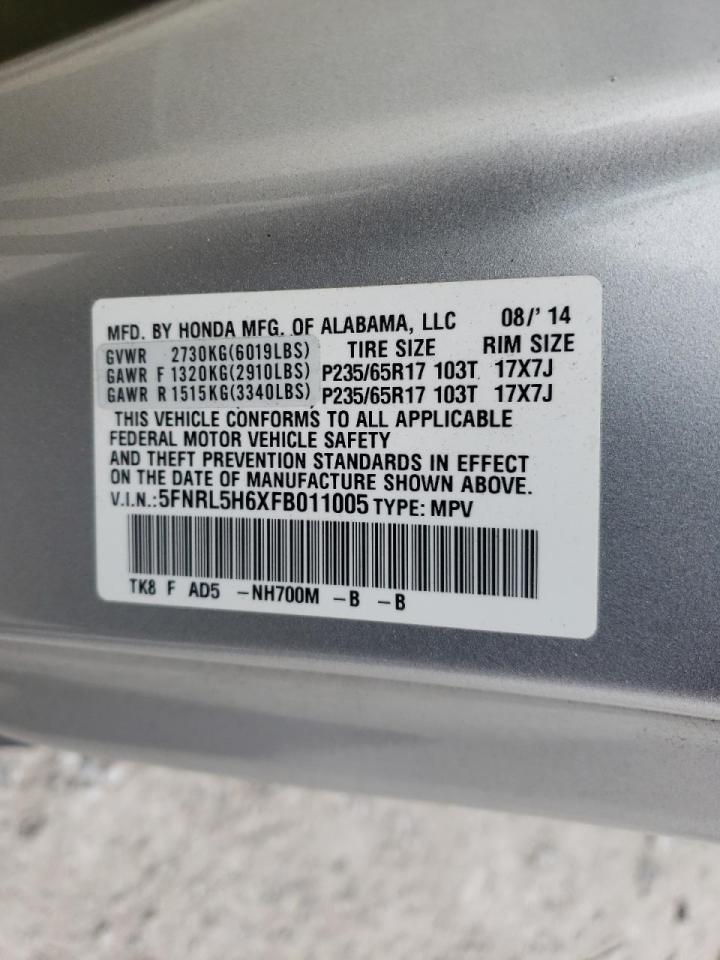 Photo 10 from auction – 2015 HONDA ODYSSEY EX with VIN 5FNRL5H6XFB011005