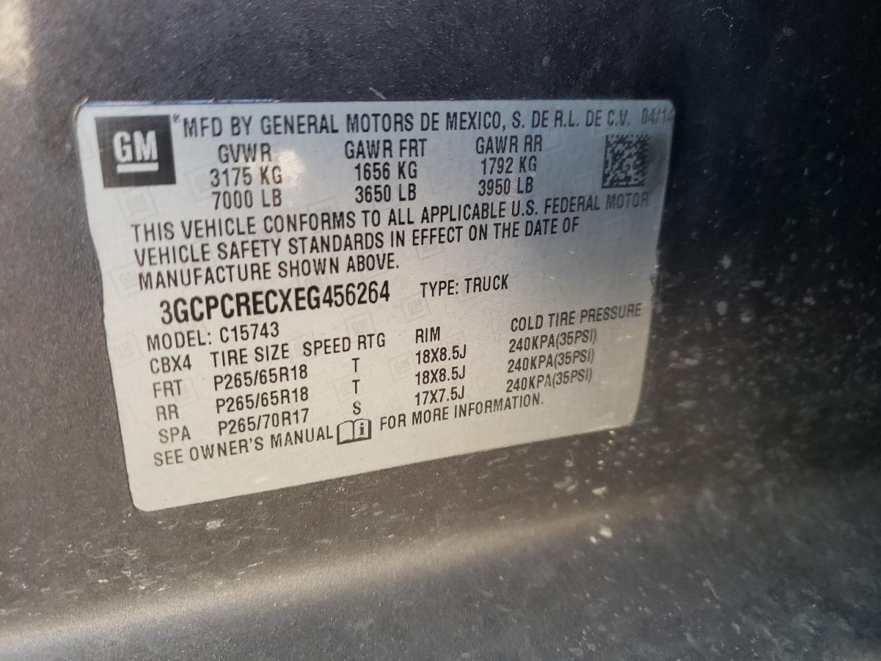 Photo 10 from auction – 2014 CHEVROLET SILVERADO with VIN 3GCPCRECXEG456264