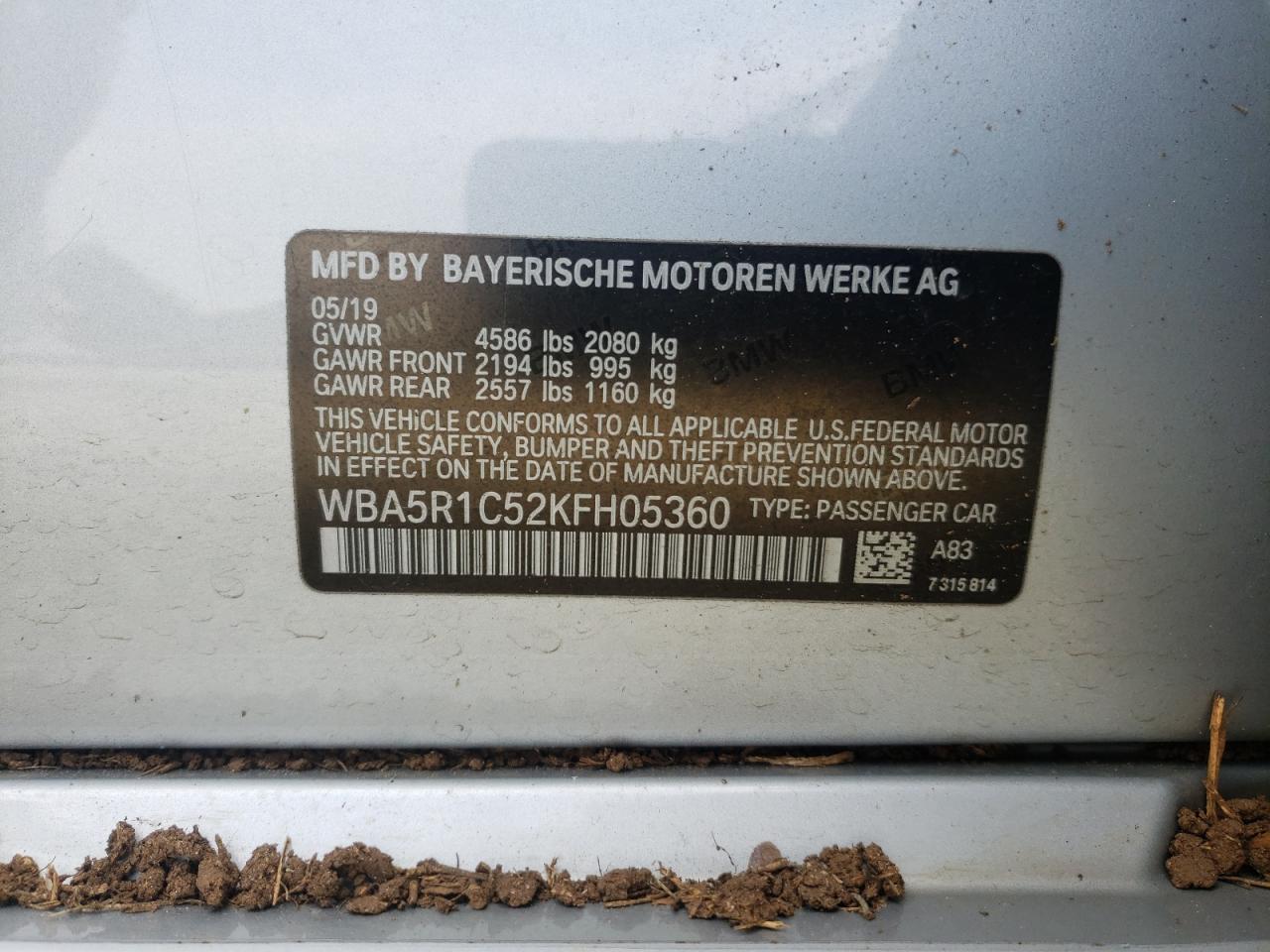 Photo 10 from auction – 2019 BMW 330I with VIN WBA5R1C52KFH05360