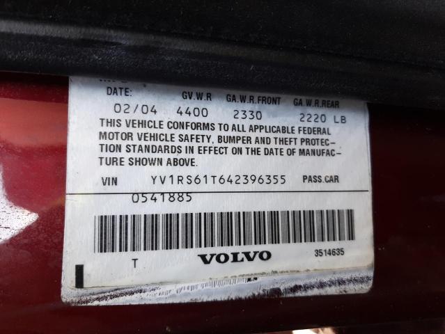 Photo 10 from auction – 2004 VOLVO S60 with VIN YV1RS61T642396355