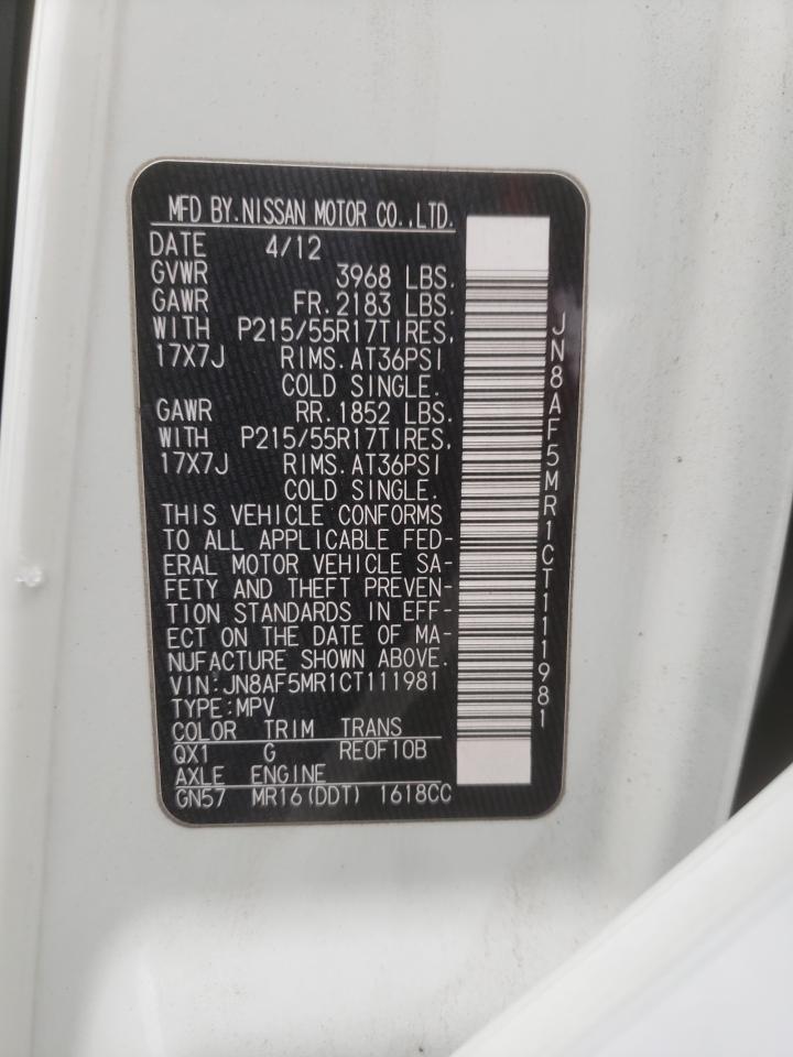 Photo 10 from auction – 2012 NISSAN JUKE S with VIN JN8AF5MR1CT111981
