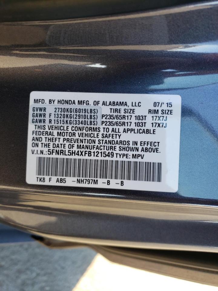 Photo 10 from auction – 2015 HONDA ODYSSEY EX with VIN 5FNRL5H4XFB121549