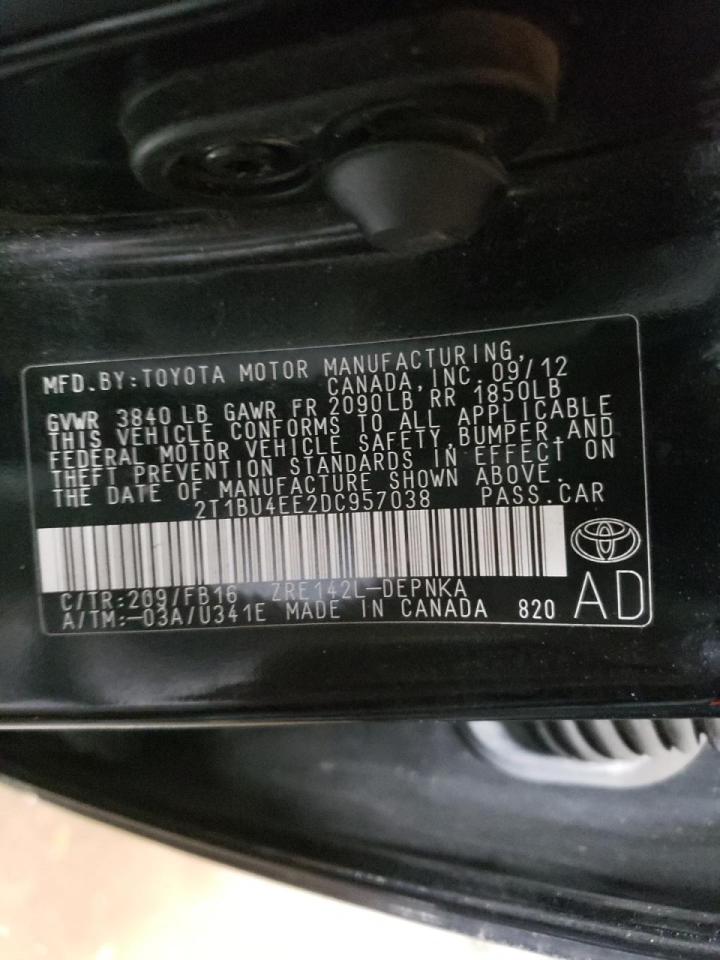 Photo 10 from auction – 2013 TOYOTA COROLLA BA with VIN 2T1BU4EE2DC957038