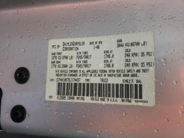 Photo 10 from auction – 2006 DODGE RAM 1500 S with VIN 1D7HA18K76J174457