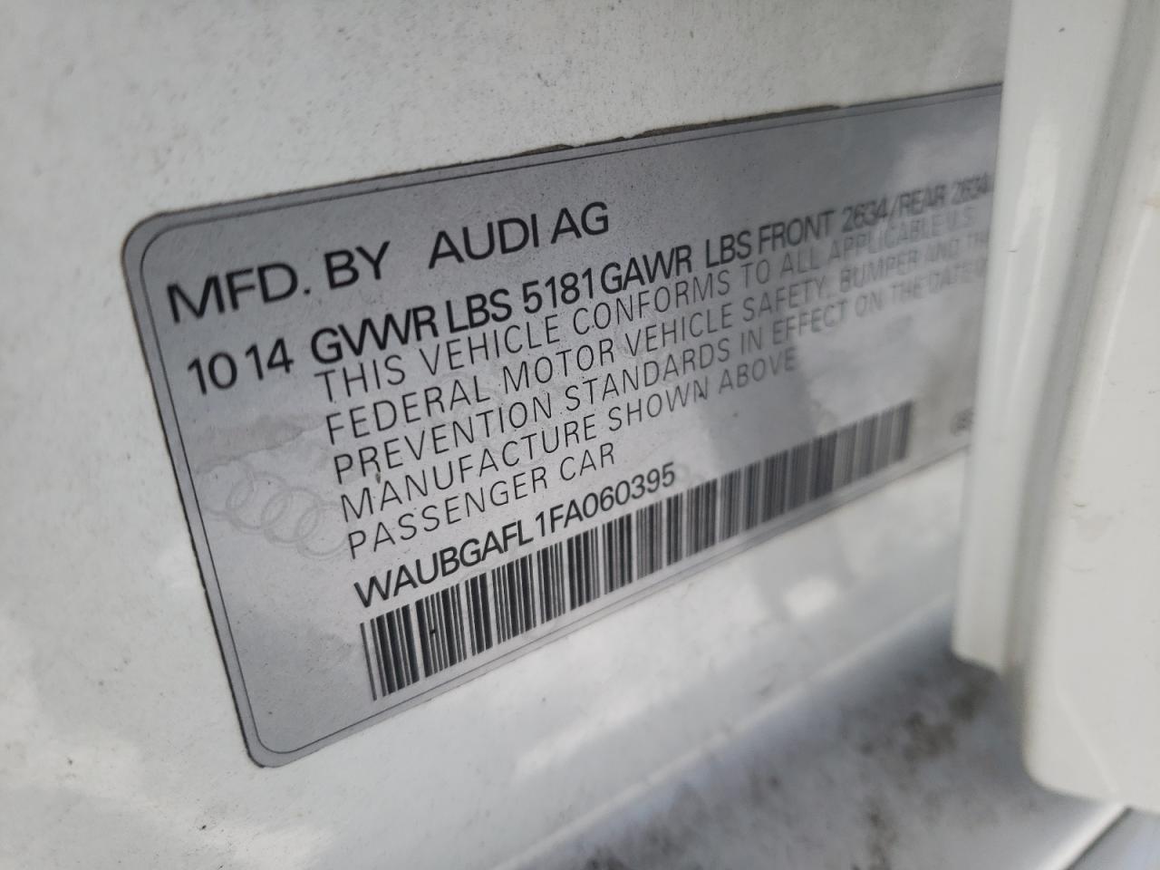 Photo 10 from auction – 2015 AUDI S4 PREMIUM with VIN WAUBGAFL1FA060395