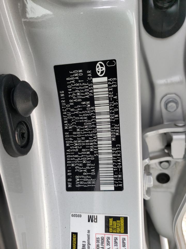 Photo 10 from auction – 2020 TOYOTA COROLLA LE with VIN 5YFEPRAE0LP134758