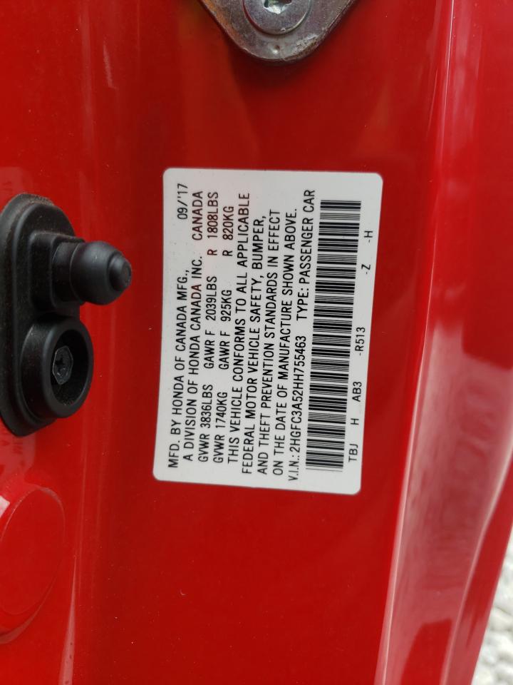 Photo 10 from auction – 2017 HONDA CIVIC SI with VIN 2HGFC3A52HH755463