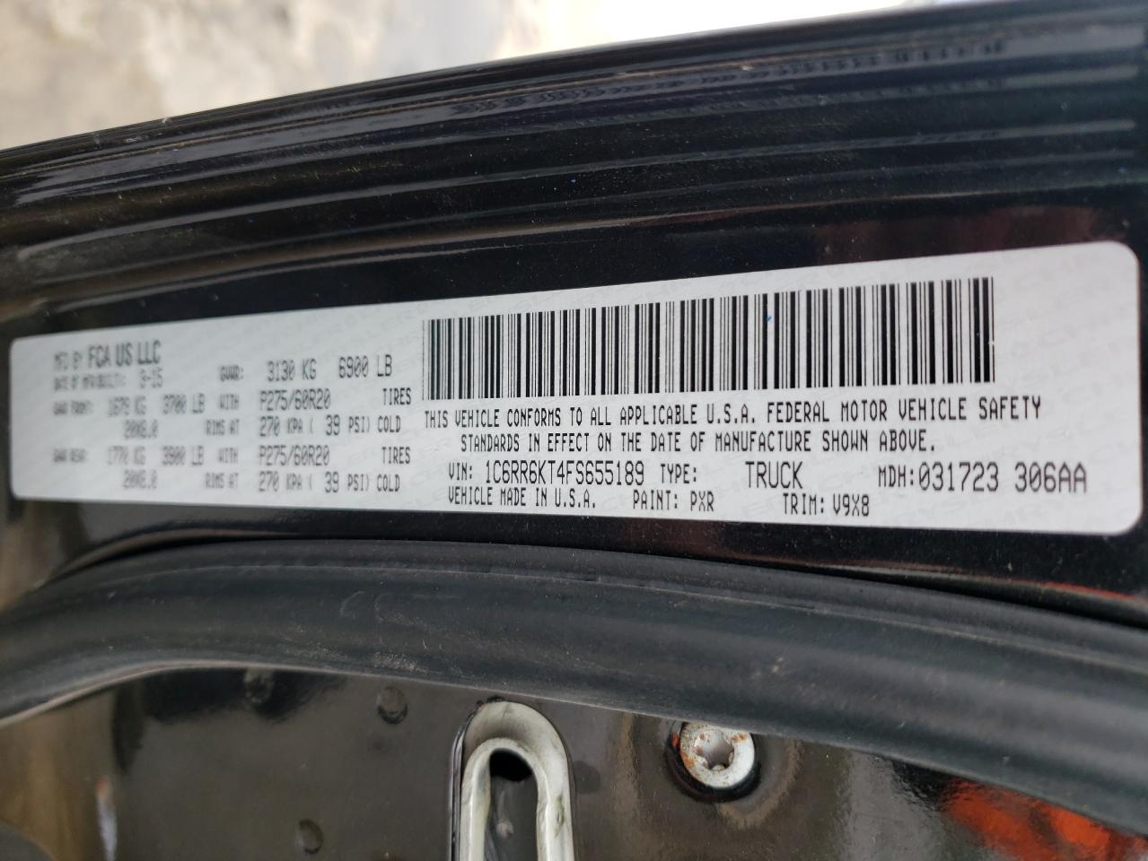 Photo 10 from auction – 2015 RAM 1500 ST with VIN 1C6RR6KT4FS655189