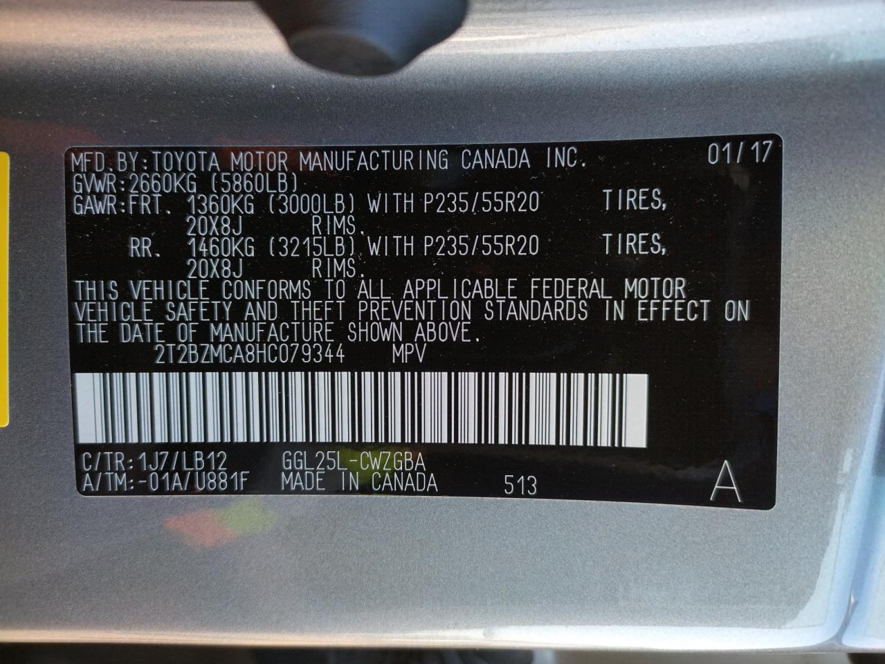 Photo 10 from auction – 2017 LEXUS RX 350 BAS with VIN 2T2BZMCA8HC079344