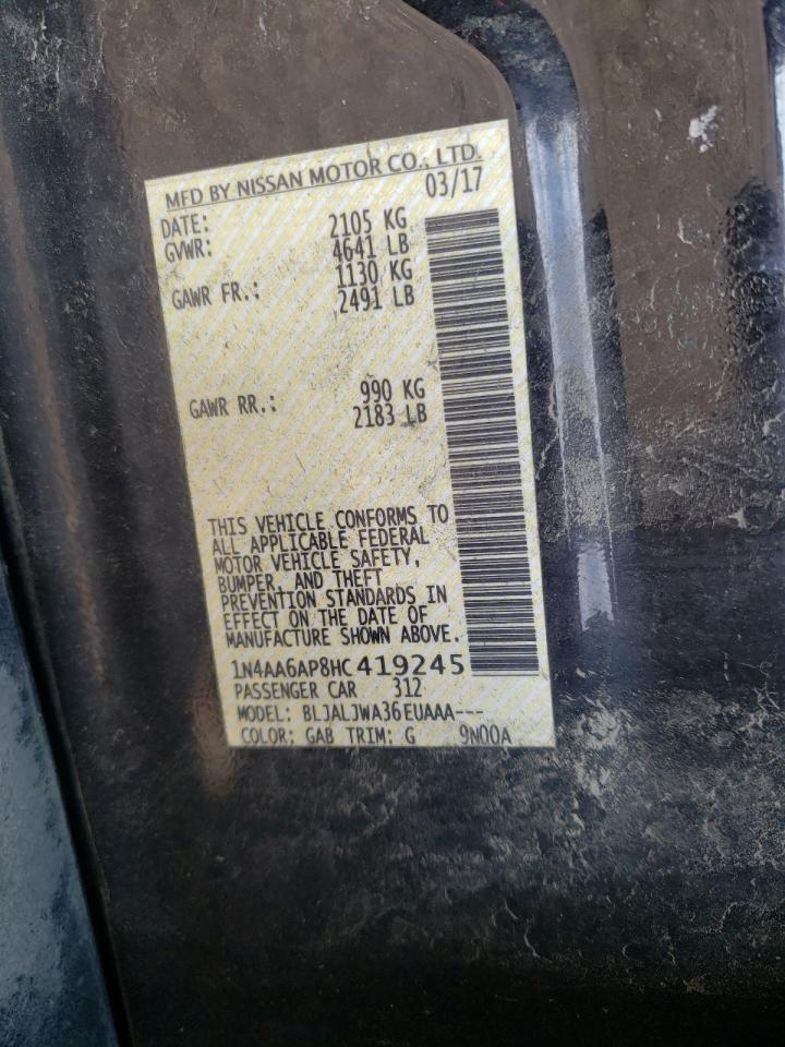 Photo 10 from auction – 2017 NISSAN MAXIMA 3.5 with VIN 1N4AA6AP8HC419245