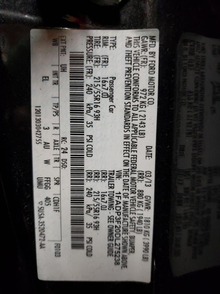 Photo 10 from auction – 2013 FORD FOCUS SE with VIN 1FADP3F20DL275238