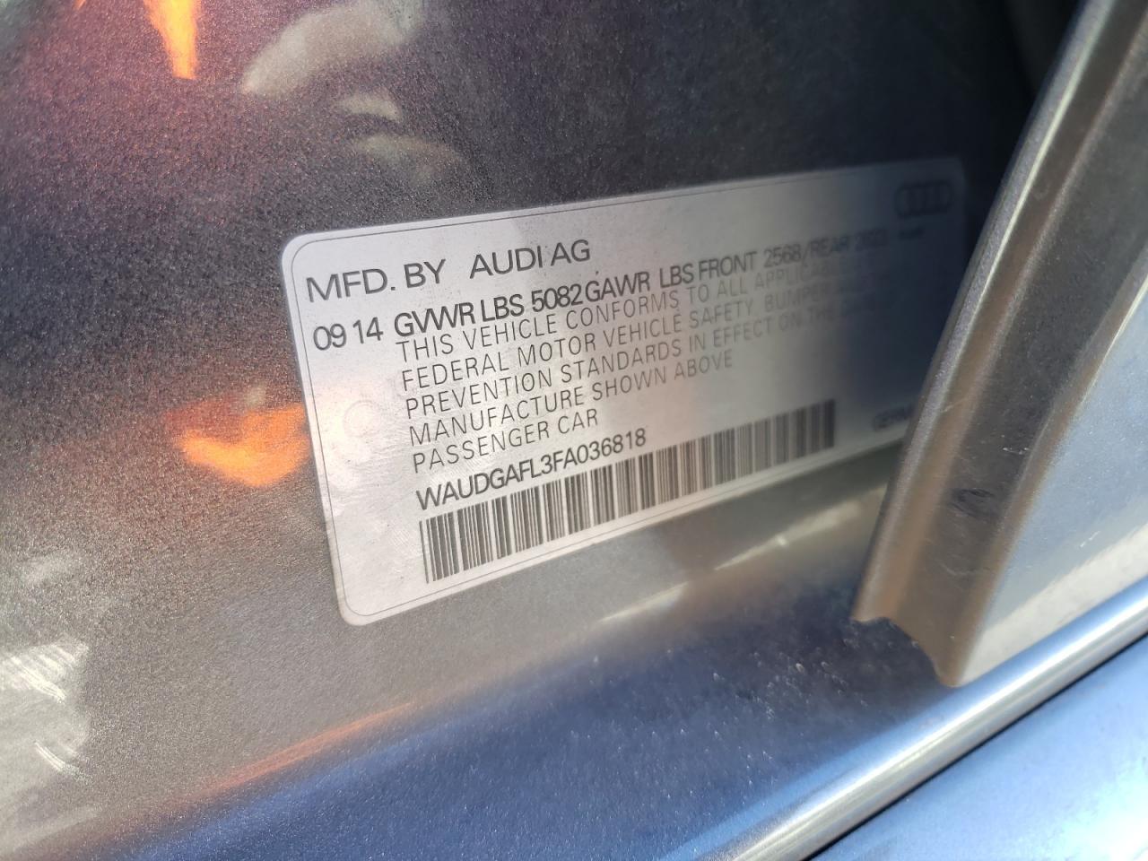 Photo 10 from auction – 2015 AUDI S4 PREMIUM with VIN WAUDGAFL3FA036818