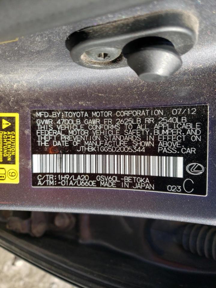 Photo 10 from auction – 2013 LEXUS ES 350 with VIN JTHBK1GG5D2005344