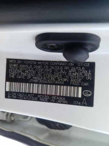 Photo 10 from auction – 2003 LEXUS ES 300 with VIN JTHBF30G636018444