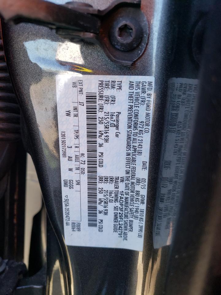 Photo 10 from auction – 2015 FORD FOCUS SE with VIN 1FADP3F29FL242791