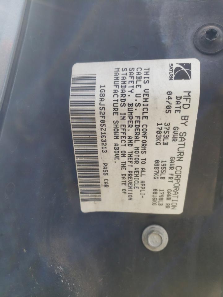 Photo 10 from auction – 2005 SATURN ION LEVEL with VIN 1G8AJ52F05Z163213