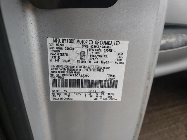 Photo 10 from auction – 2002 FORD F150 with VIN 2FTRX08W12CA63390